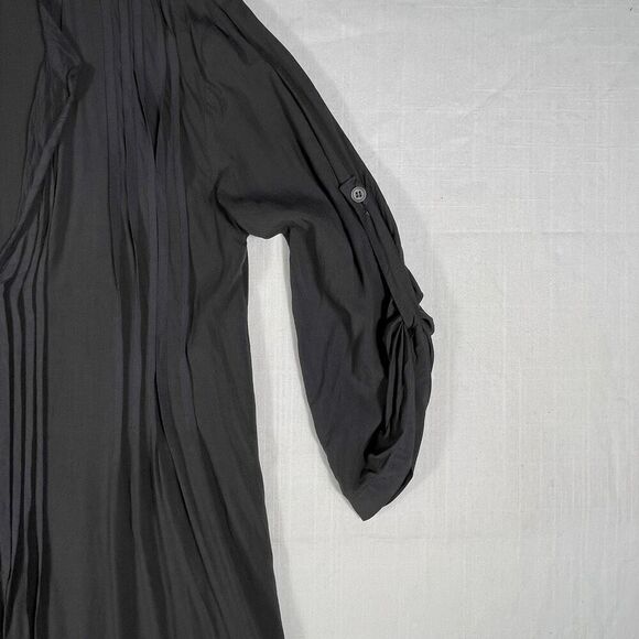CP Shades Gray V-Neck Pleated Longline Rayon Regina Tunic Top Blouse Size XS - Picture 3 of 8